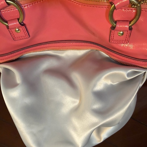 Coach Poppy Tote Pink Patent Leather shoulder,brass hardware 2 Coach Hang Tags - Picture 6 of 17